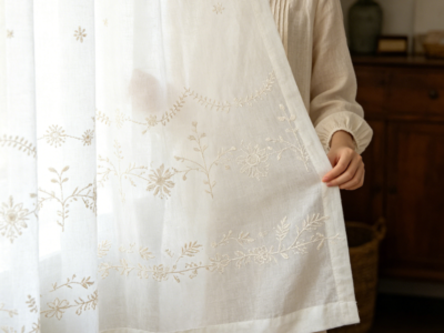 Floral Embroidered Linen Curtains