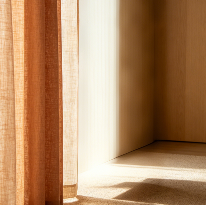 Milk Tea/Brown Solid Color Linen Blackout Sheer Curtains - Image 2