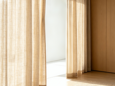 Full-Length Pure White Linen Sheer Curtains