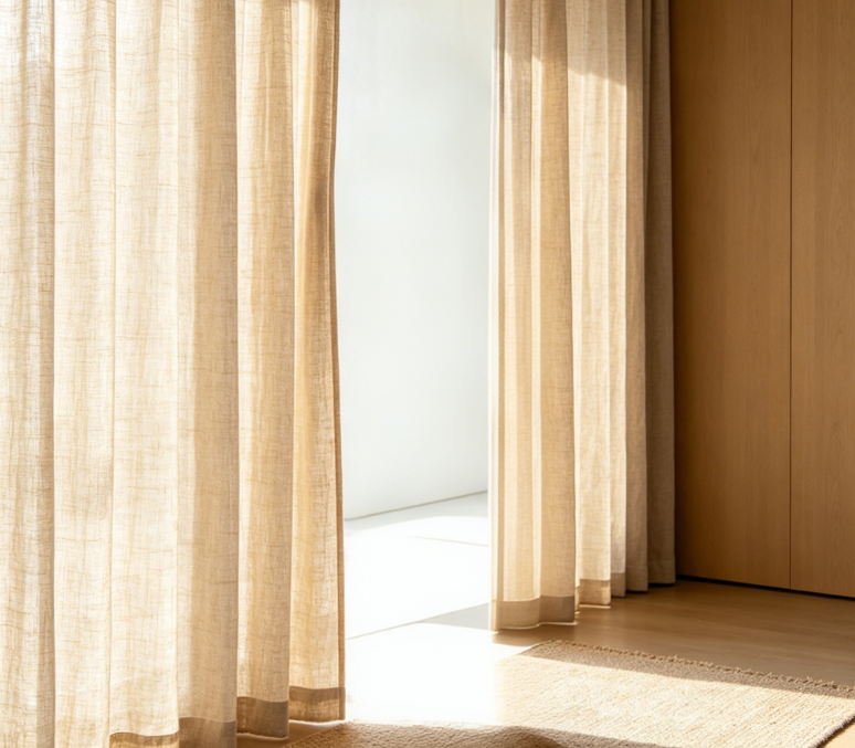 Full-Length Pure White Linen Sheer Curtains