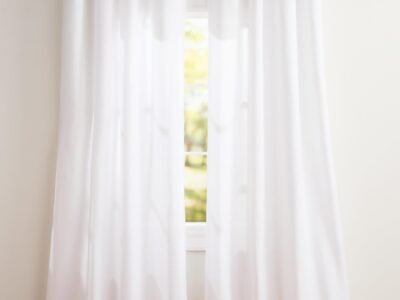 Winter White Perforated Linen Curtains, Perforated Design for Light Transmission