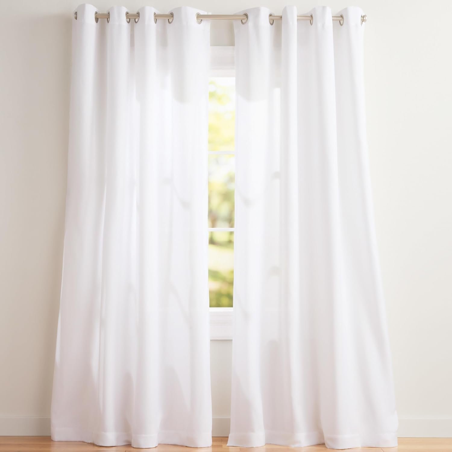 Winter White Perforated Linen Curtains, Perforated Design for Light Transmission