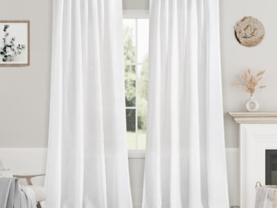 White Linen Backrest Curtains, Light-Glowing and Privacy Protective