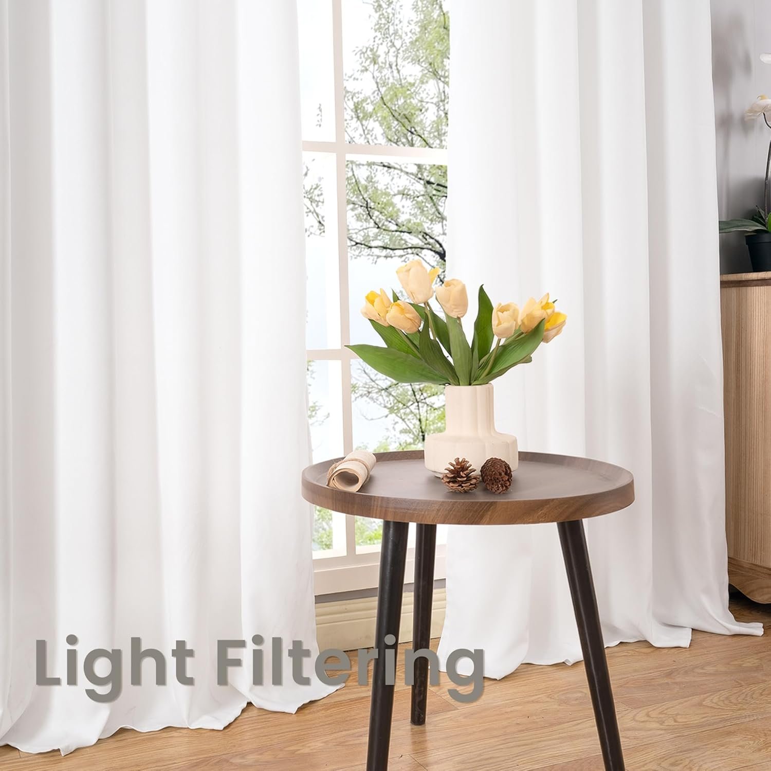 Thick White Linen Curtains | Metal Ring Eyelet Style | Suitable for Living Room, Bedroom, and Dining Room - Image 2