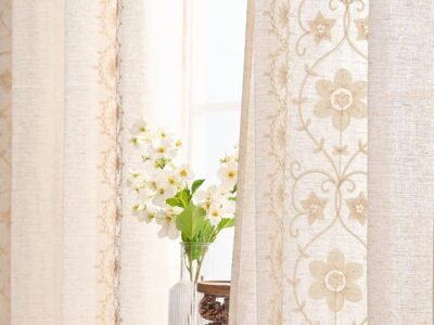 Ivory Vintage Floral Embroidered Curtains