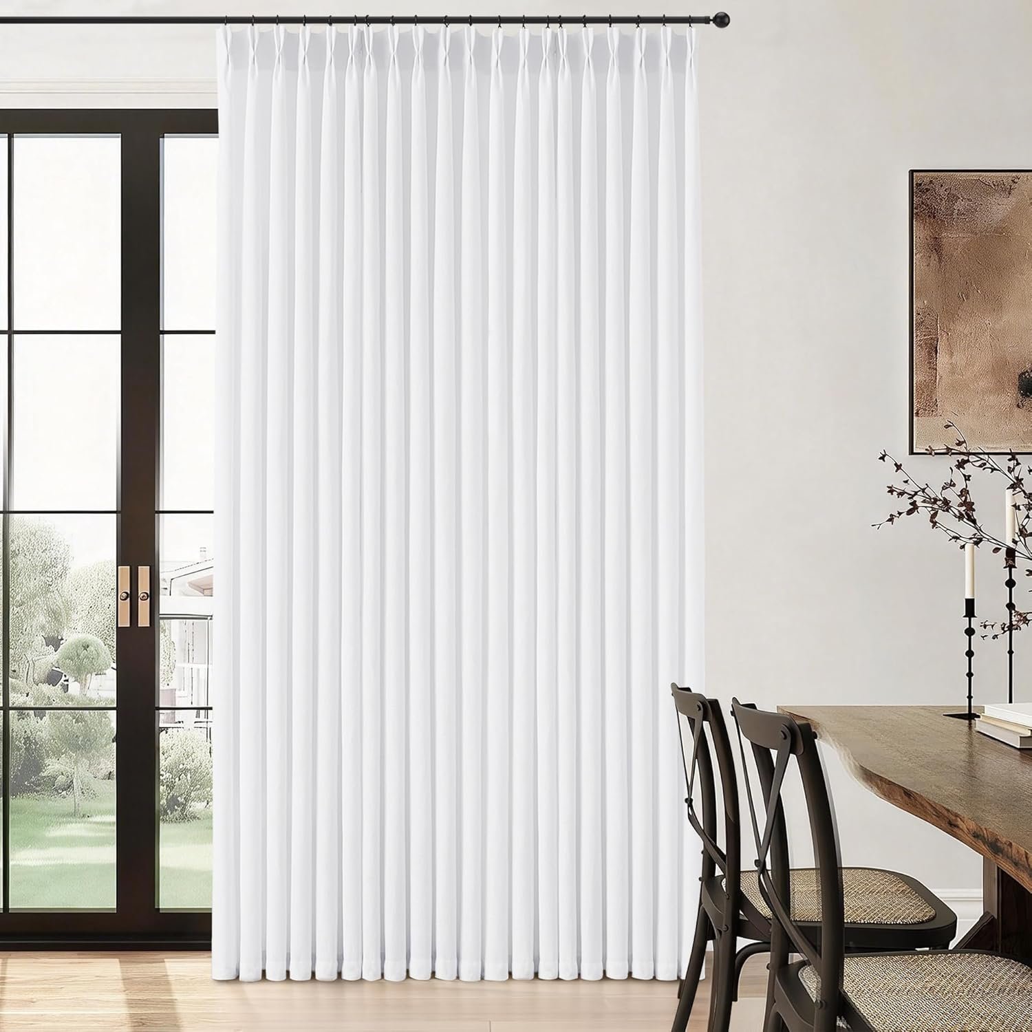 White Pleated Linen Curtains | Memory Gel Hooks and Rings