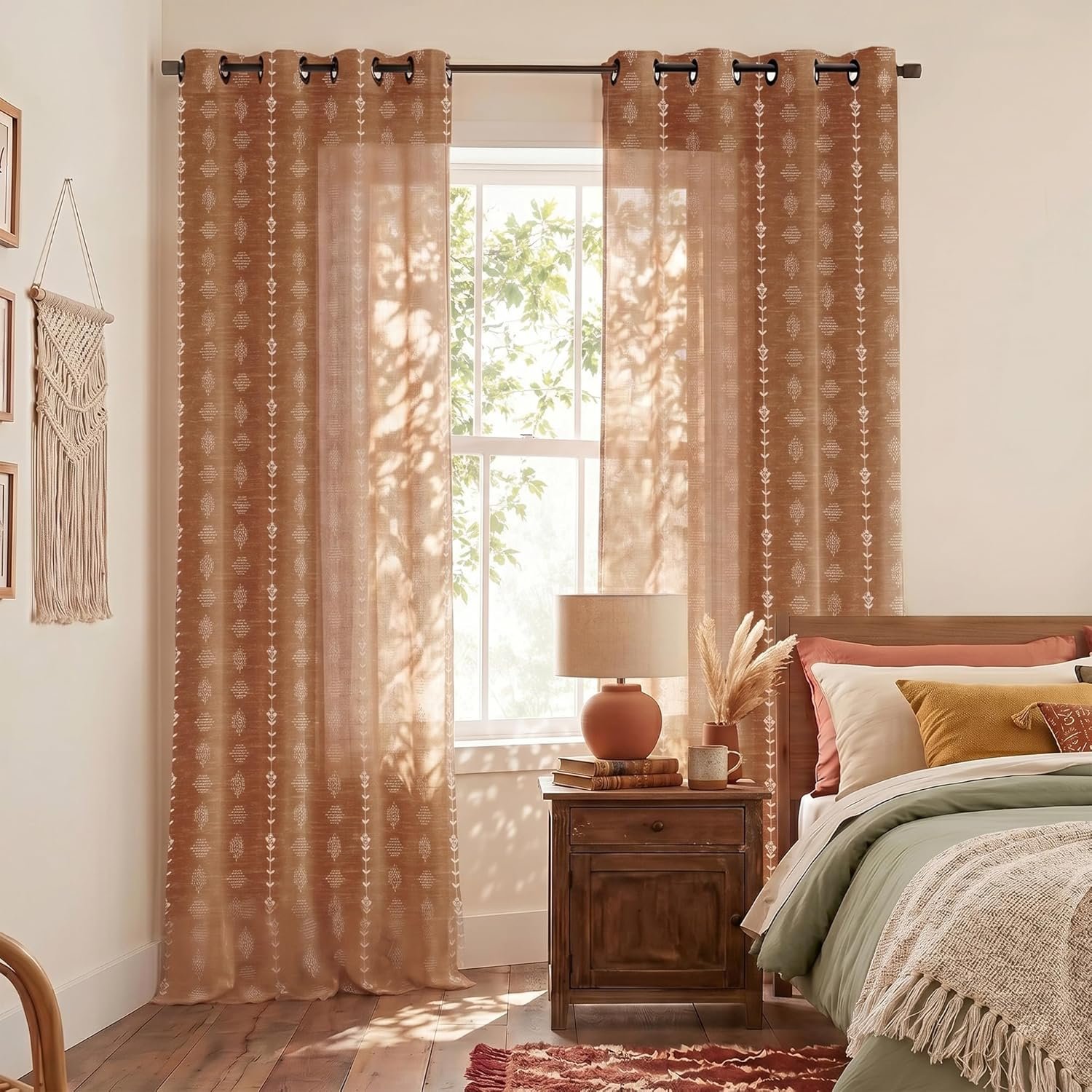 Terracotta Bohemian Curtains | Aztec Print