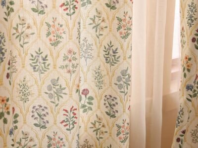 Vintage Semi-Blackout Floral Curtains | Two-Piece Set with Eyelets | Bedroom, Living Room, Kitchen