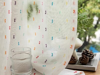 Colorful Linen Sheer Curtains | Rod-Portable Bohemian Style | Suitable for Living Room, Bedroom, and Dining Room