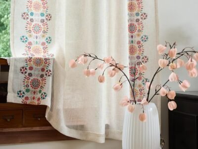 Bohemian Floral Linen Curtains | Backstrap Style | Country/Pastoral Style
