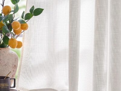White Linen Perforated Curtains | Light Filtering & Transmission | Suitable for Living Room & Bedroom